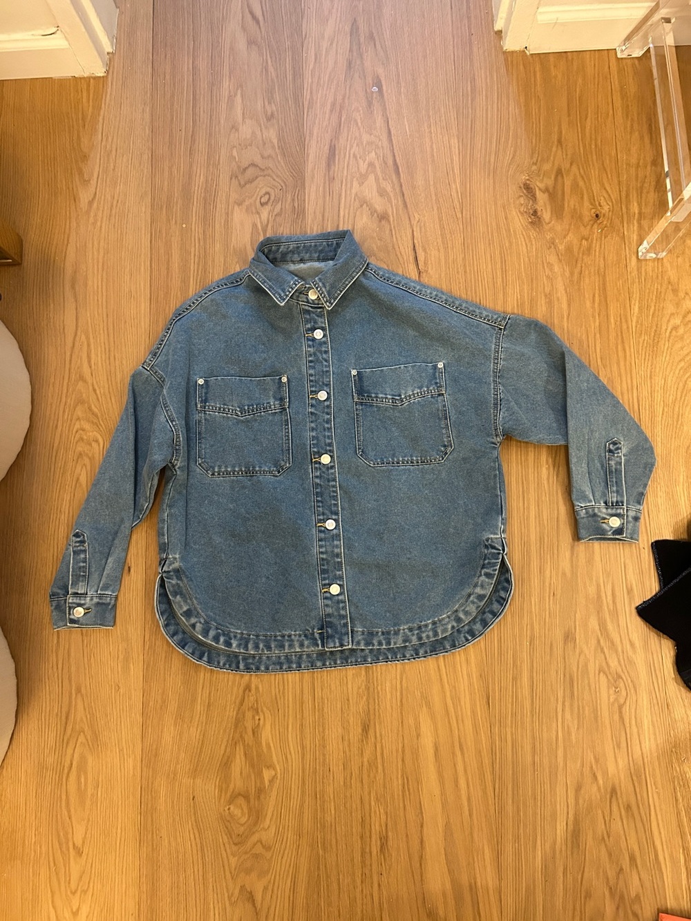 Denim Button-Up Shirt Jacket - Blue
